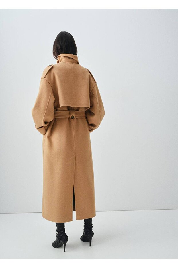 Kruvaze yün palto - 4