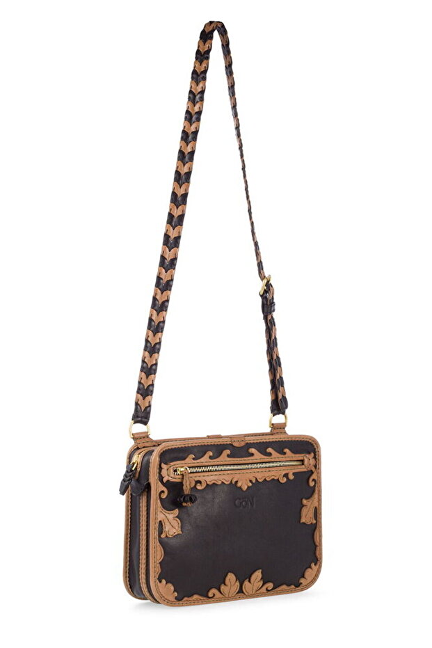 Hand Made Siyah-Gri Kadın Çapraz Askılı Çanta Talin - 2