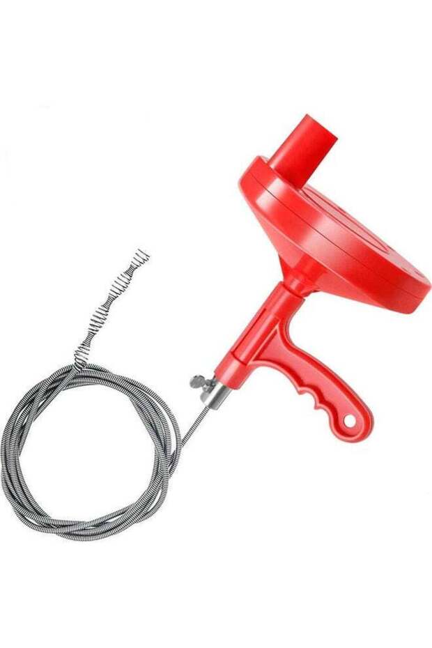 23 Feet Plumbing Snake Drain Cleaner For Bathroom Kitchen Red/Silver