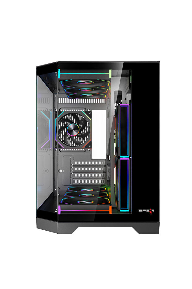 DOST 60 MINI MICRO-ATX GAMING CASE , 6 ARGB FANS AND REMOTE CONTROL BLACK COLOR - 4