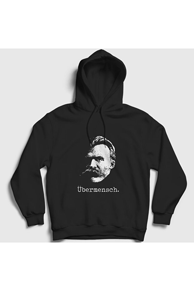 سويت شيرت بقلنسوة أسود للجنسين من Ubermensch V2 Philosophy Philosopher Friedrich Nietzsche 575268tt