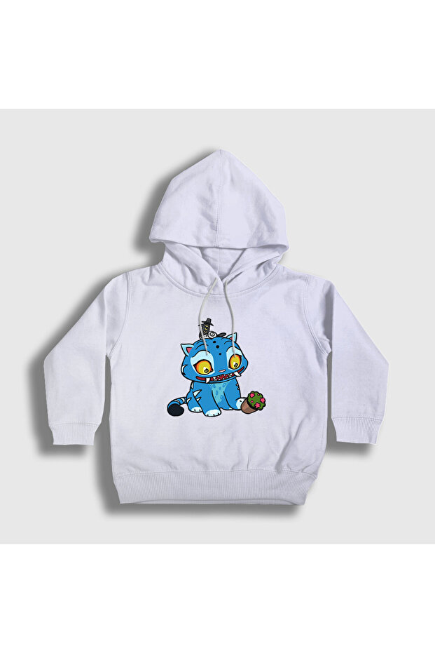Unisex Kids White Blue Tiger V2 K Pop Demon Hunters Hooded Sweatshirt 571089Tt