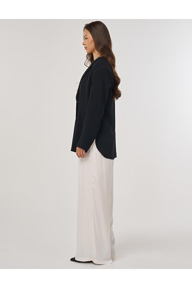 سترة سوداء مزدوجة الصدر - 4