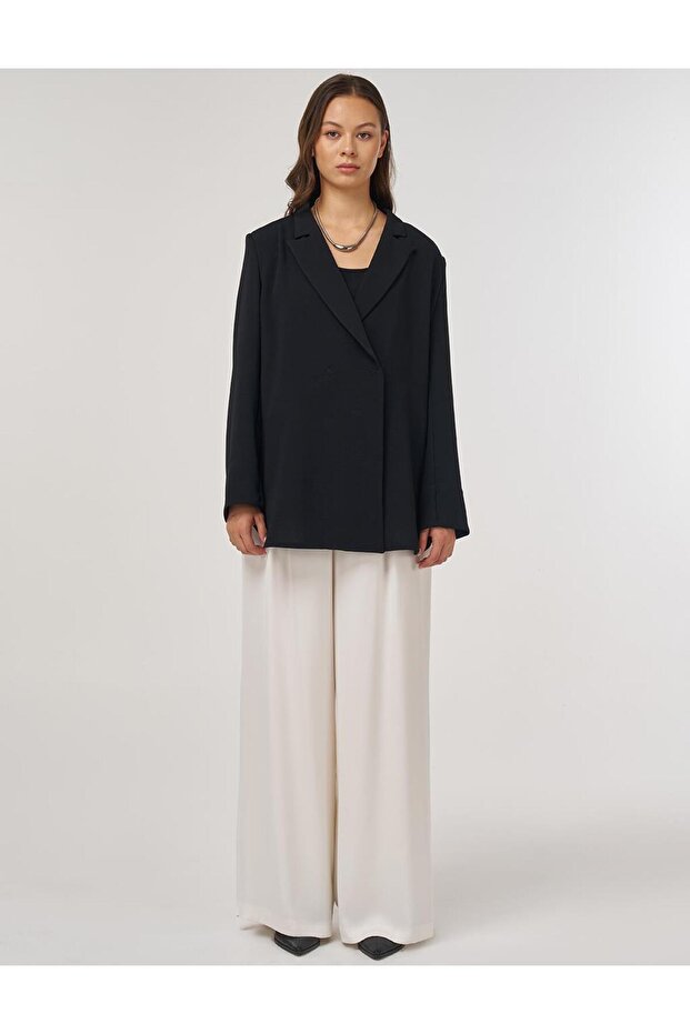 سترة سوداء مزدوجة الصدر - 3