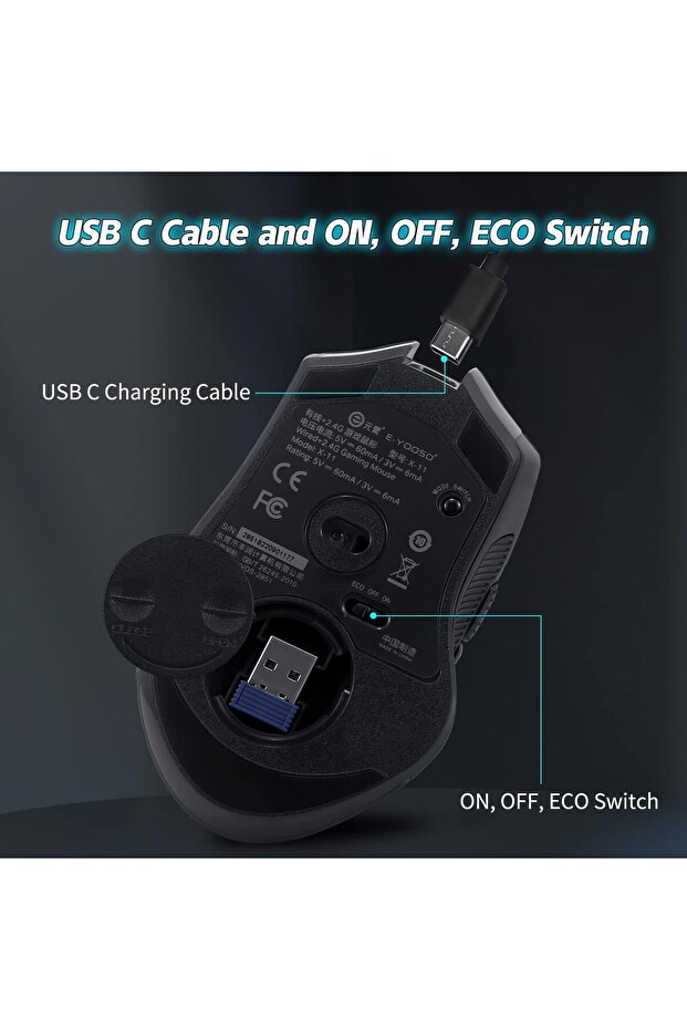 ماوس ألعاب لاسلكي بدقة 8000 نقطة في البوصة، مستشعر بصري، إضاءة خلفية RGB، 9 أزرار قابلة للبرمجة، ماكرو - 7