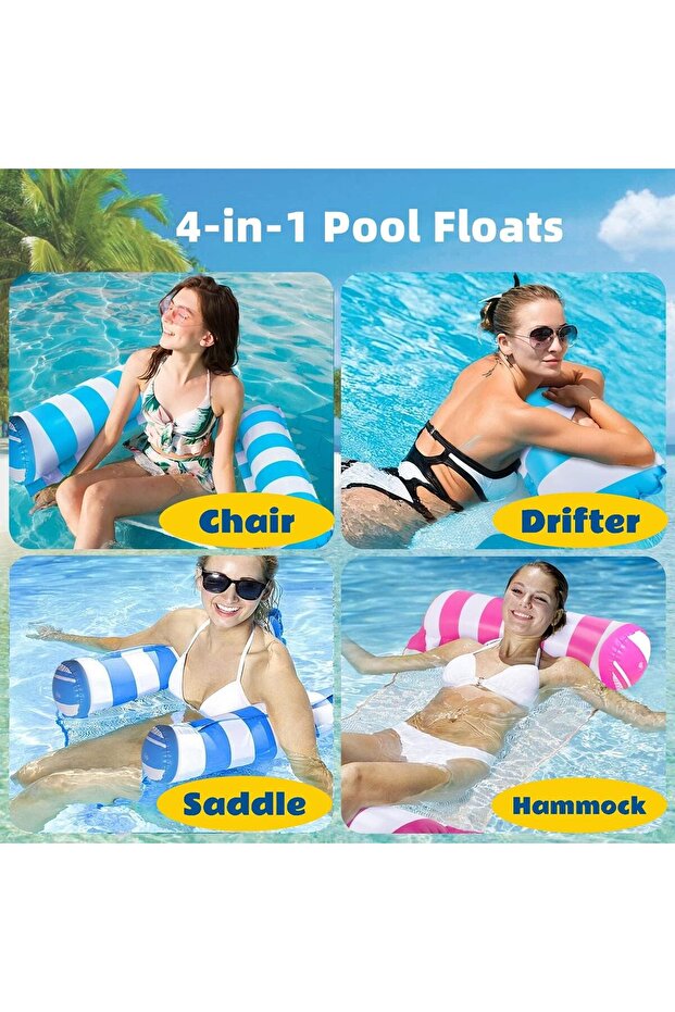 Yodooshi 【4 Pack】 Inflatable Pool Floats Hammock Water Hammock Lounges Multi Purpose Swimming Pool - 2