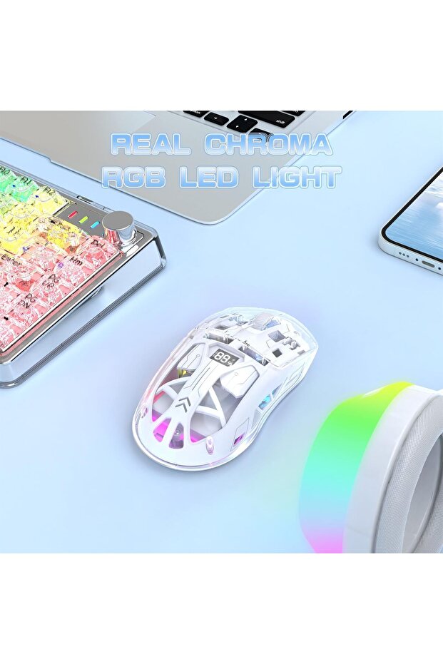 ماوس ألعاب لاسلكي بإضاءة خلفية RGB ومنفذ USB و7 أزرار قابلة للبرمجة مع وضع مزدوج - 7