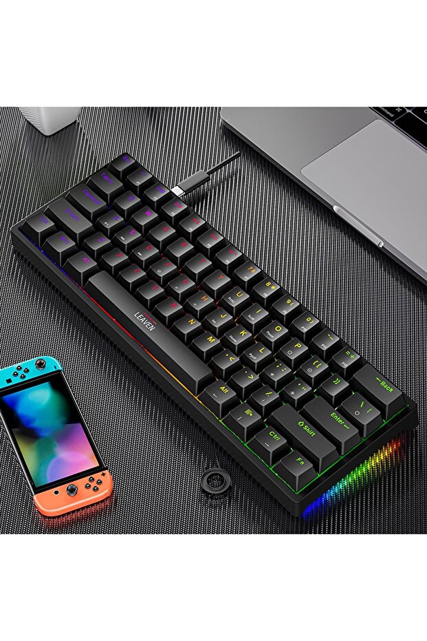 لوحة مفاتيح الألعاب Green Switch 61 مفتاحًا استجابة فائقة السرعة زمن انتقال منخفض للغاية لوحة مفاتيح ميكانيكية RGB - 1