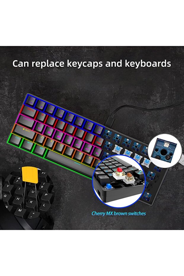 Wireless Bluetooth Tri Mode Mechanical Keyboard Multi Platform Support Rechargeable 61 Key Rgb - 7