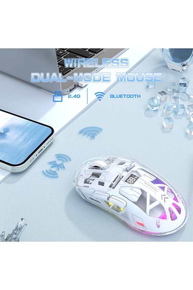ماوس ألعاب لاسلكي بإضاءة خلفية RGB ومنفذ USB و7 أزرار قابلة للبرمجة مع وضع مزدوج - 3