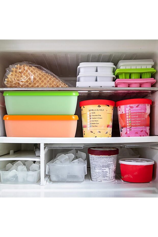 Rectangle Ice Cream Storage Containers, 2 Pcs Reusable Homemade Ice Cream Case Lids Scoop, 1.5 - 4