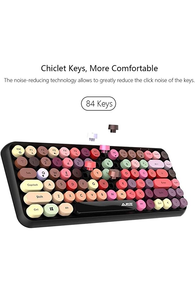 لوحة مفاتيح بلوتوث 308I، غطاء مفاتيح دائري، اتصال بلوتوث 10 أمتار، 84 مفتاحًا، نظام التشغيل Windows 2000 وWindows Xp - 6