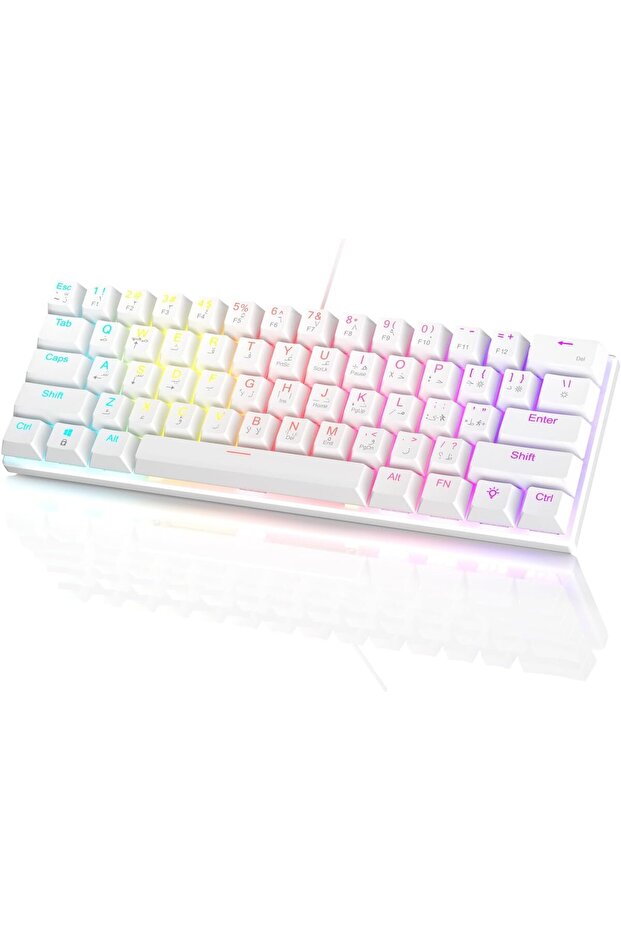 لوحة مفاتيح ميكانيكية 61 مفتاحًا من Red Axis Hybrid Light Compact Mini Wired Keyboard تدعم اللغة الإنجليزية - 1