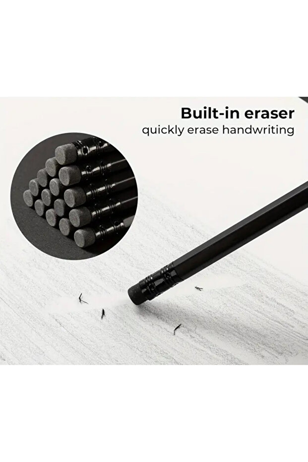 5 قطع من أقلام الرصاص HB الجرافيت مع ممحاة - 2