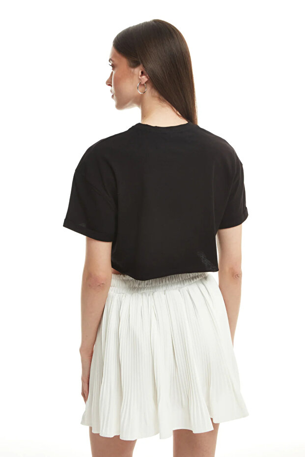 Crop Basic Tişört Siyah - 3