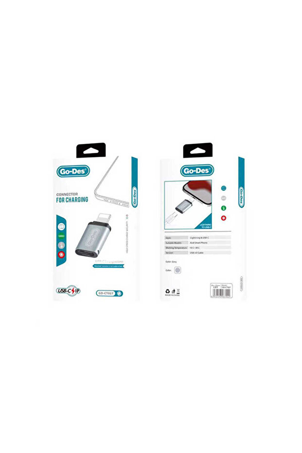 Go Des GD-CT027 Type-C to Lightning Çevirici Siyah - 2