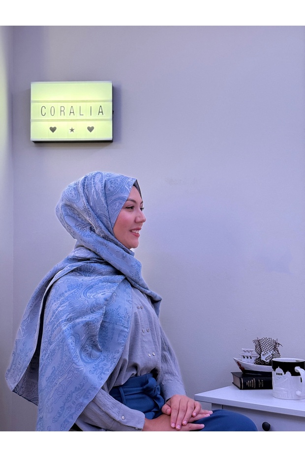 Mavi Etro Stil Etnik Desenli Yumuşak Dokulu Terletmeyen 4 Mevsim Şal - 2