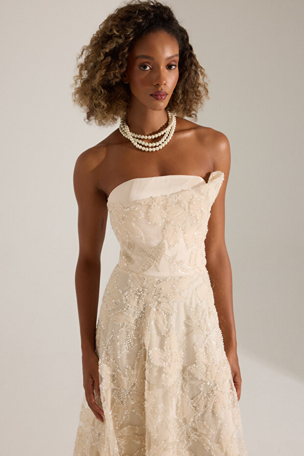 Olyssia Ekru Elbise - 4