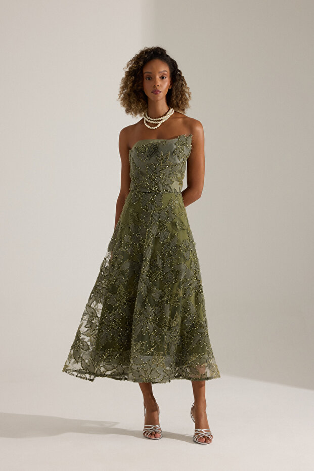 Olyssia Haki Elbise - 4