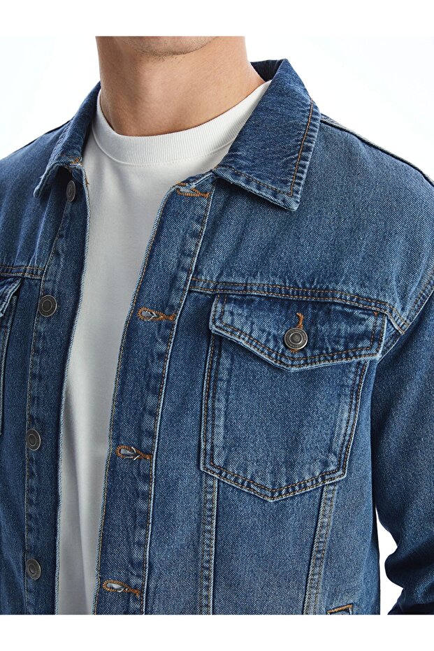 LCW Jeans Indigo Standart Kalıp Erkek Jean Ceket - 3