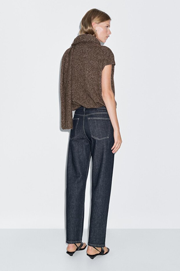 Straight fit yüksek bel jean - 3