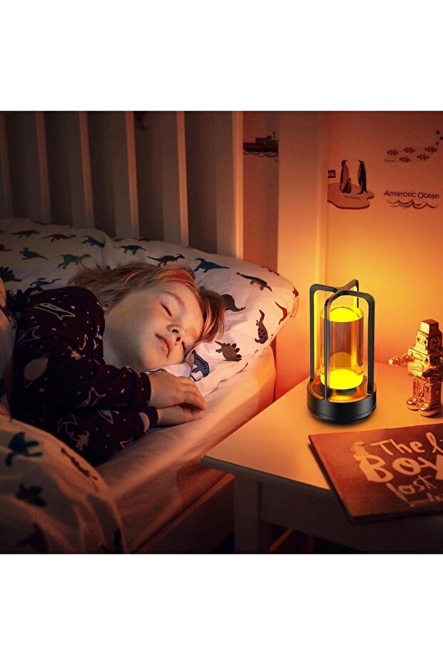 Pack of 2 Rechargeable Cordless LED Lamp,3-Colour Infinitely Dimming Battery Powered Small,Black - 7