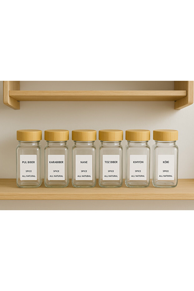 6 LI BAMBU KAPAKLI BAHARAT KAVANOZU - 3