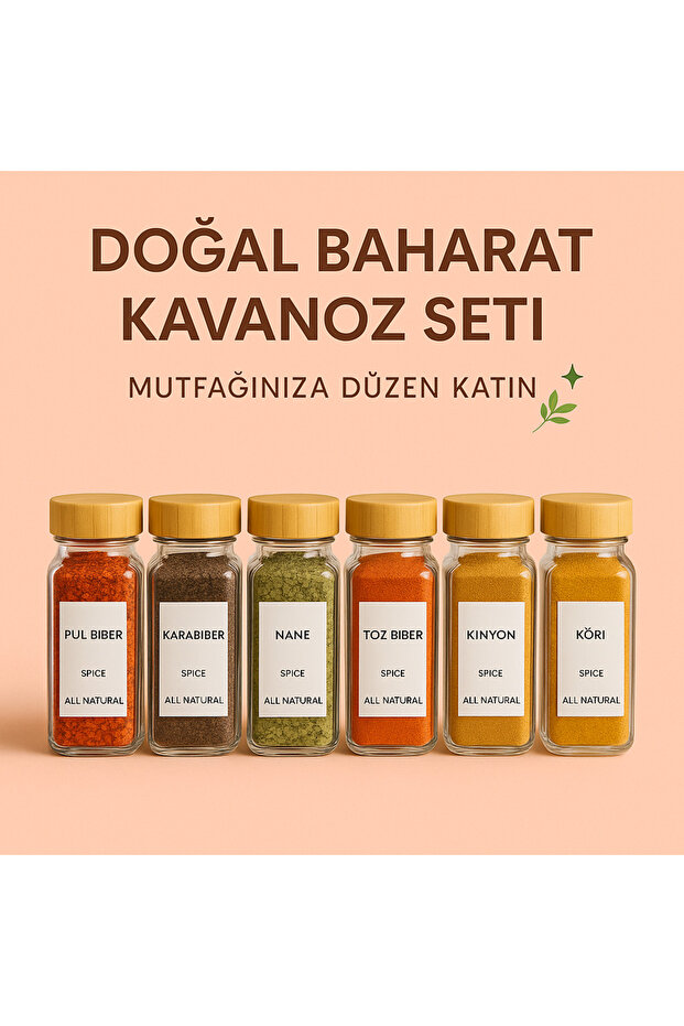 6 LI BAMBU KAPAKLI BAHARAT KAVANOZU - 1