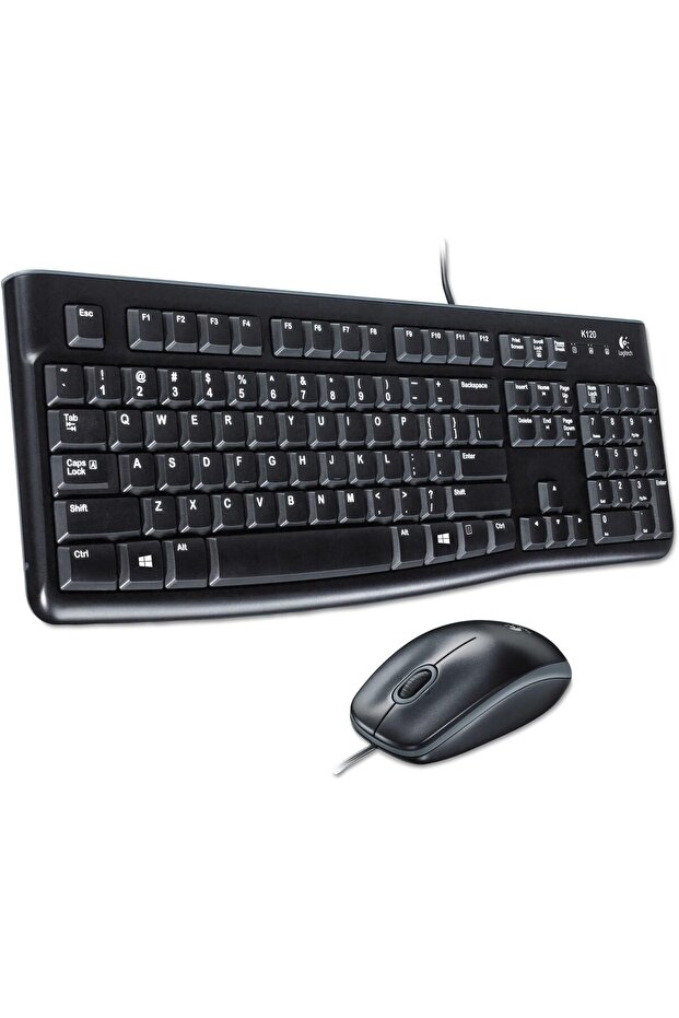 MK120 Wired Keyboard/Mouse, USB Desktop Set, Black - 1