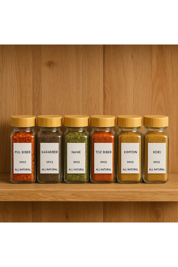 6 LI BAMBU KAPAKLI BAHARAT KAVANOZU - 5