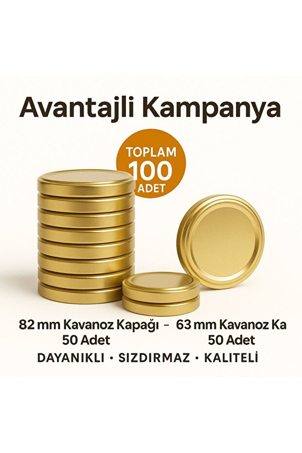 Kavanoz Kapagı Gold 82 mm 50 Adet 63 mm 50 adet - 1