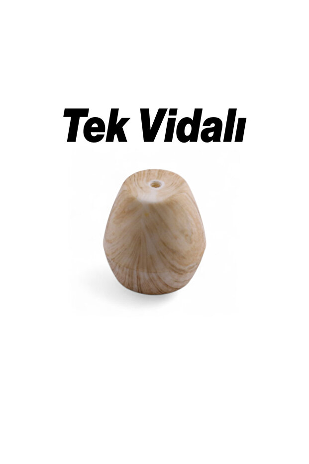 Merkür Düğme Açık Ceviz Renk Mobilya Mutfak Dolap Dolabı Çekmece Kulpu Kulbu Plastik Tek Vidalı Kulp - 2