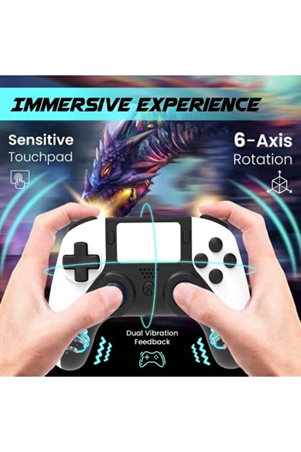 P4 PC Wireless Bluetooth Controller - Gamepad with 2 Remap Keys, Rechargeable Battery, 3.5mm - 6