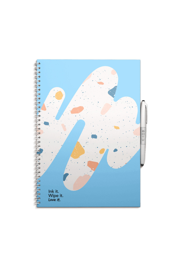 Rocky Ice smart notebook, reusable, A4 format with rings, 32 pages, pen, cloth and holder - 4