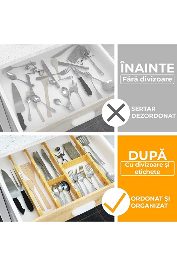 Set of 4 Extendable Drawer Dividers, Bamboo, Extendable and Adjustable Length from 43 cm to 56 cm - 6