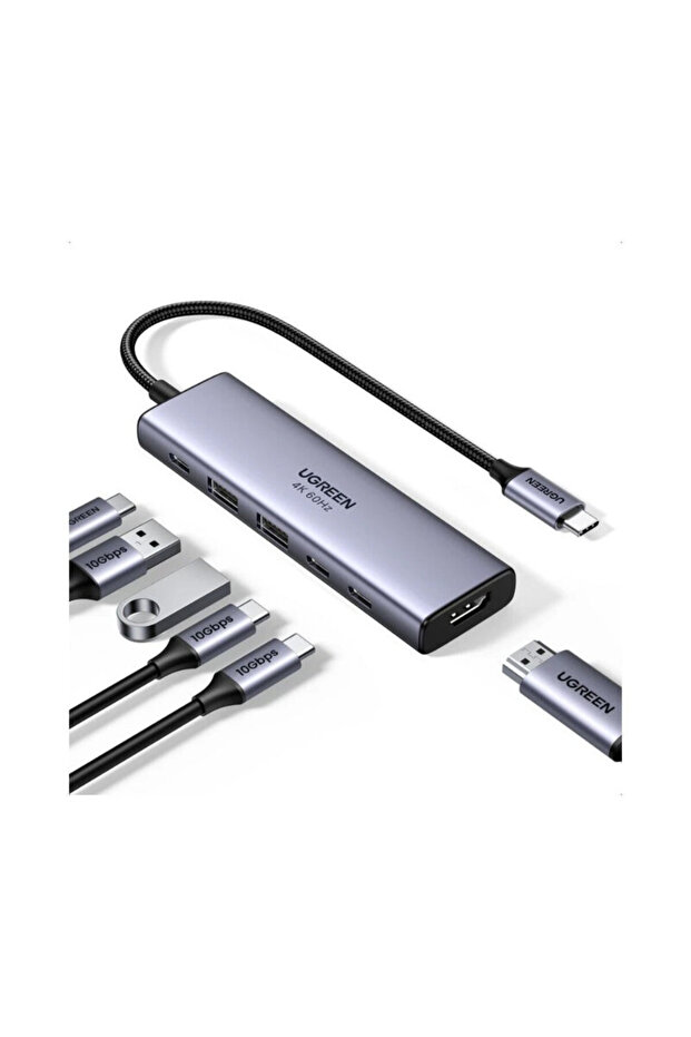 HUB 6 în 1 Tip-C la 2x USB 3.2, 3x Tip-C, HDMI - 2