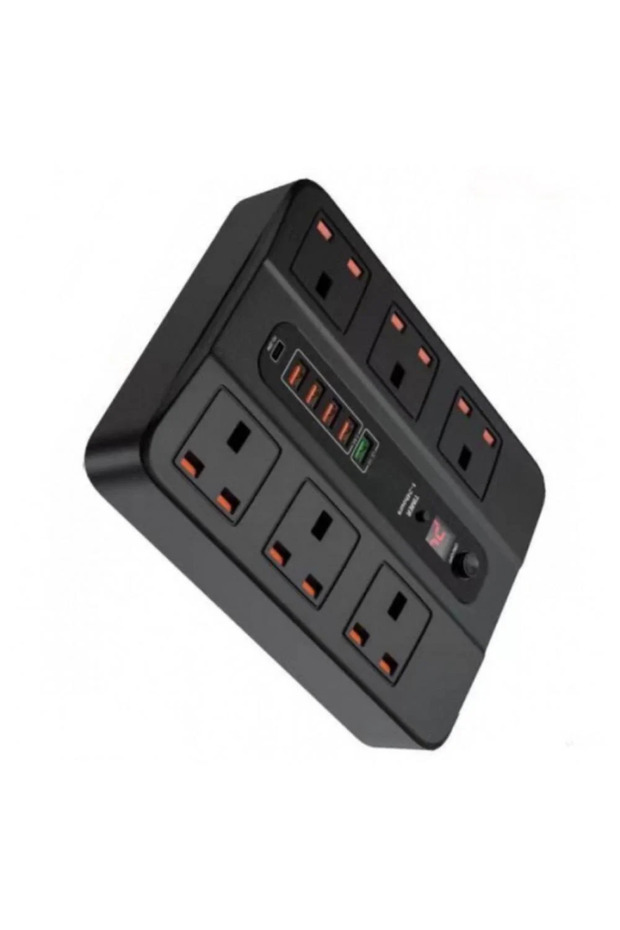 شريط طاقة بطول 3 أمتار مزود بـ 4 منافذ USB ومنفذ USB-C PD-18W بالإضافة إلى 6 مقابس تيار متردد مع ميزة المؤقت الذكي - 5
