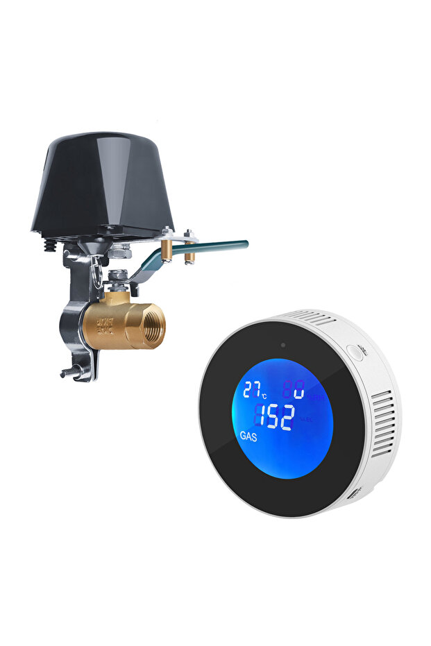 WiFi Gas Leak Detector and Auto Shut-Off Electroválve Package, Compatible with Tuya/Smartlife - 1