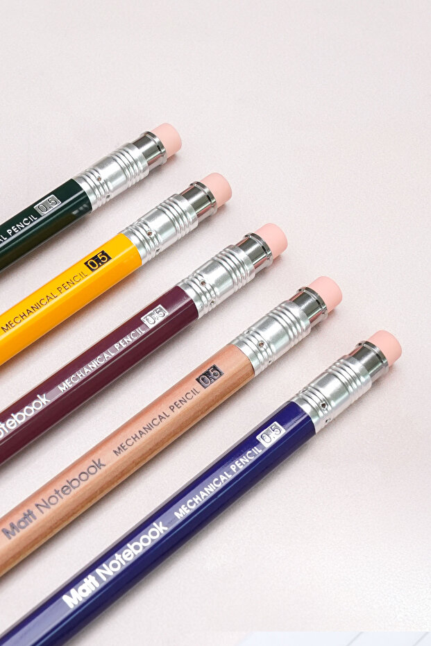 Premium Ahşap Gövdeli Versatil Uçlu Kalem 0.5 mm Sarı - 8