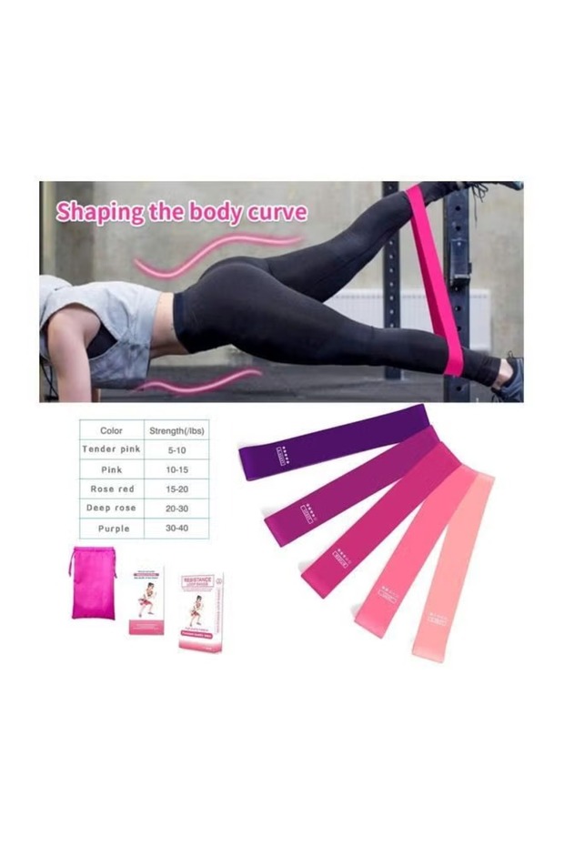 5-Piece Resistance Loop Bands Set with Carry Bag 12x2 Inch - 3