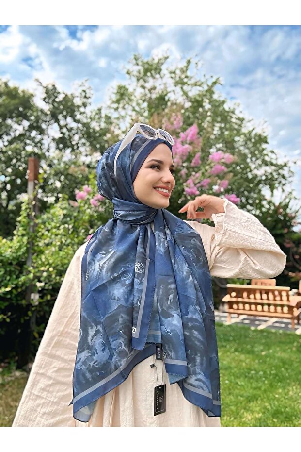 شال ناعم بنمط روسا - أزرق بارد - 2