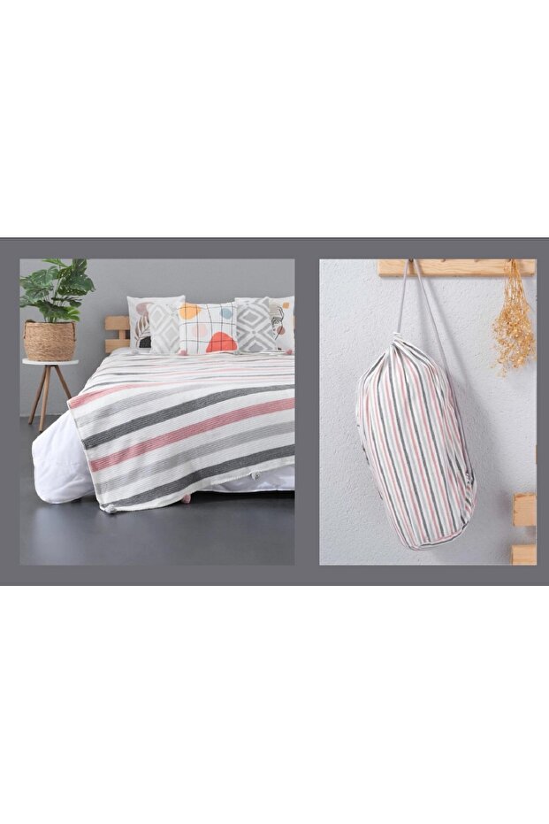 Cotton Blanket with Pompom Tote Bag Pbt-378-K