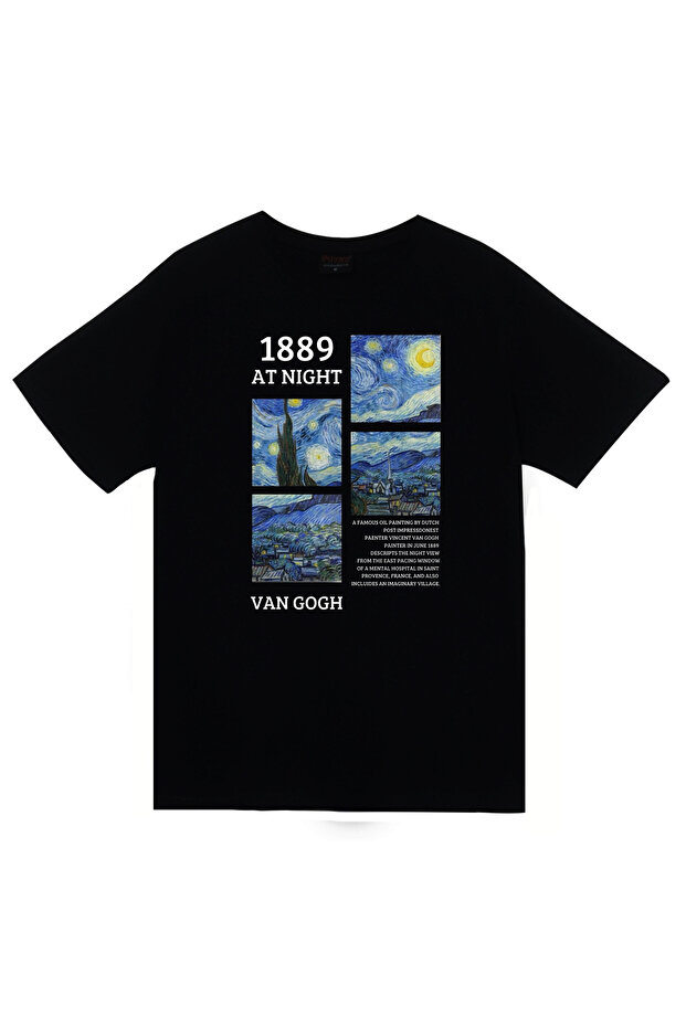 Vincent Van Gogh Printed Unisex 100% Cotton Black T-Shirt
