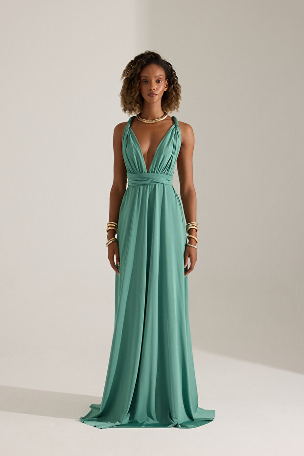 NADA DENİZ YEŞİLİ ELBİSE - 4