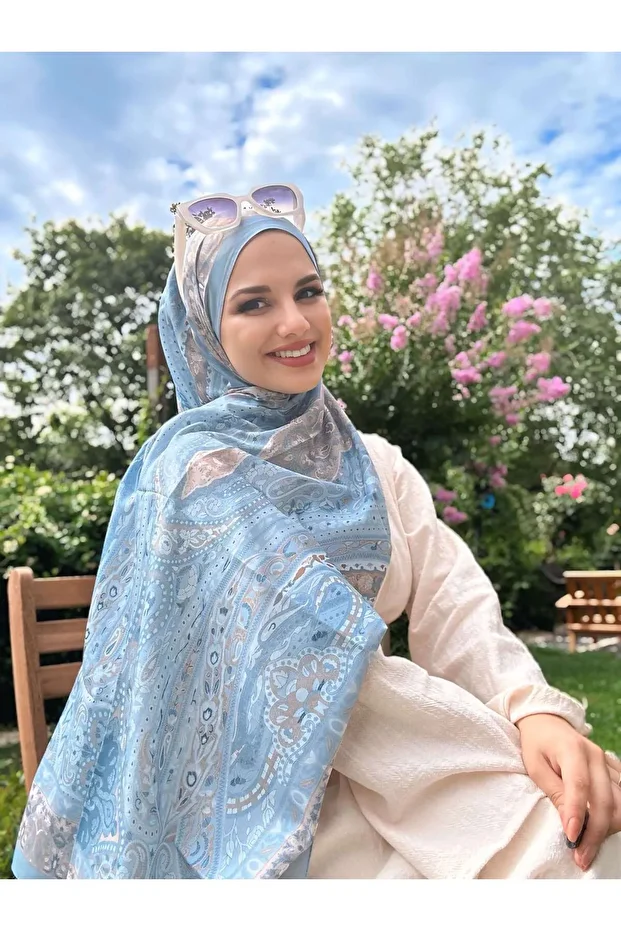 Vela Pattern Soft Shawl - Blue - 1
