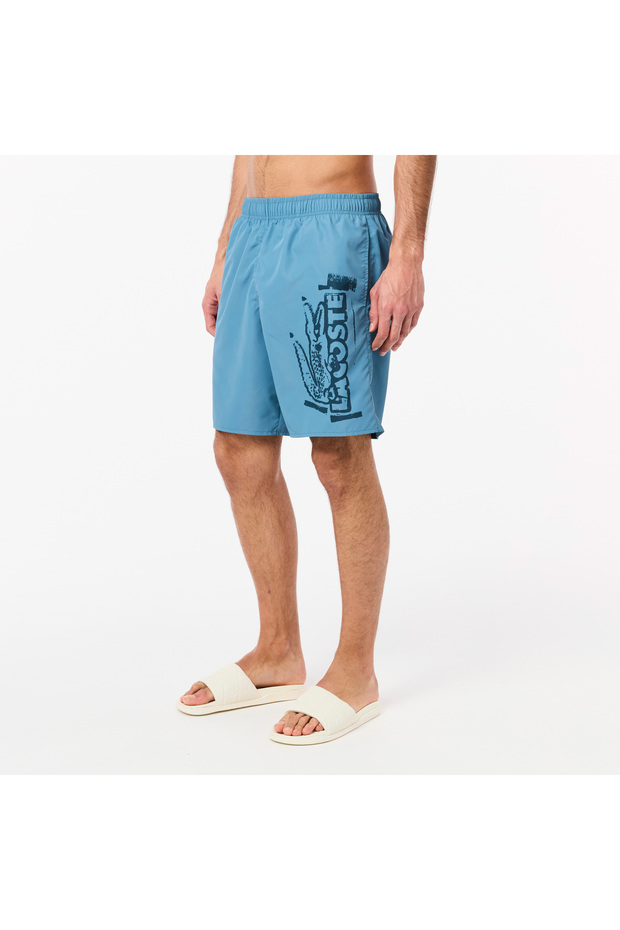 Long Branded Erkek Mavi Mayo - 2