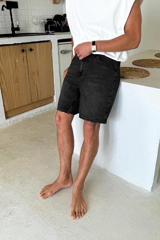 Basic Kot Şort Siyah - 2