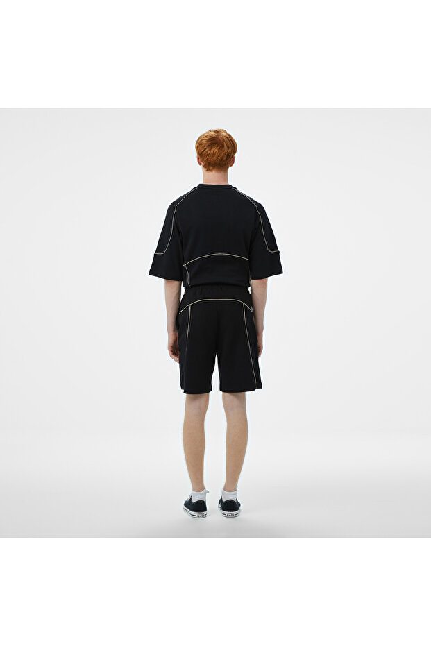 Star Chevron Baskılı Erkek Oversize Fit Siyah Şort - 2