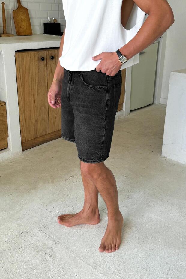 Basic Kot Şort Siyah - 4