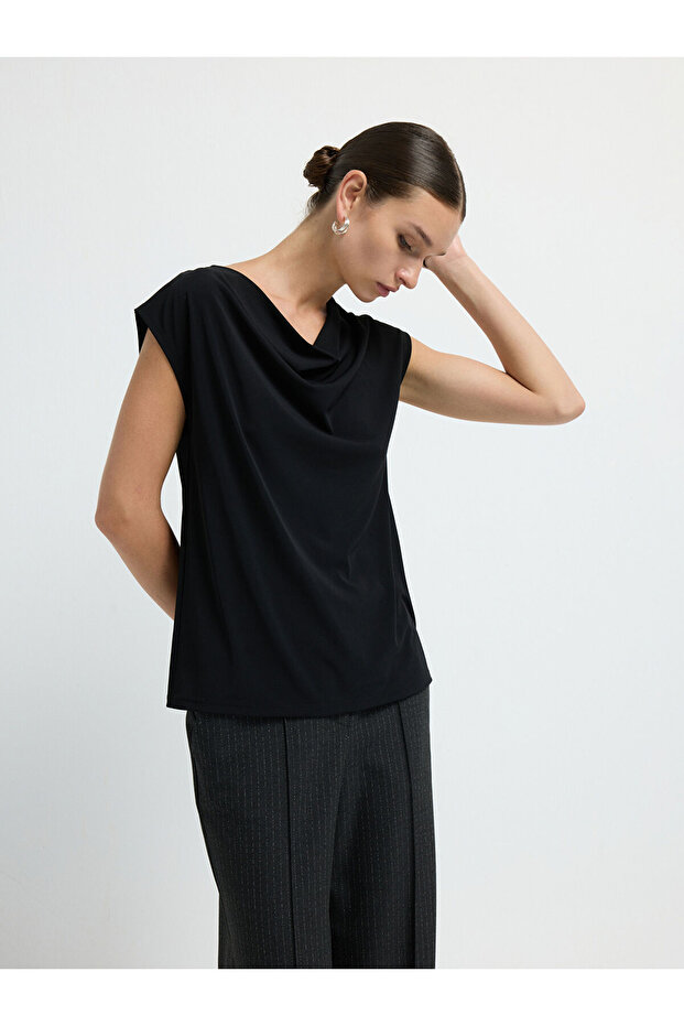 Degaje Yaka Örme Bluz - 5